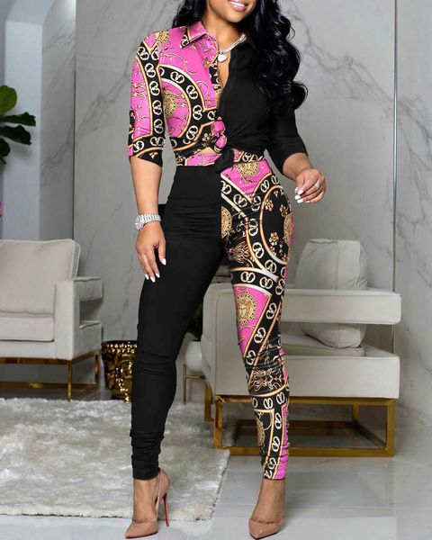 printed stitching lapel pant full sleeve shirt fashion fall womens blouses slim long tights pants two piece set clothing, White
printed stitching lapel pant full sleeve shirt fashion fall womens blouses slim long tights pants two piece set clothing, White