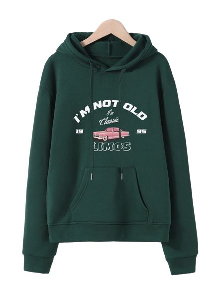 car & slogan graphic drop shoulder drawstring thermal hoodie 51yo#, Black
car & slogan graphic drop shoulder drawstring thermal hoodie 51yo#, Black