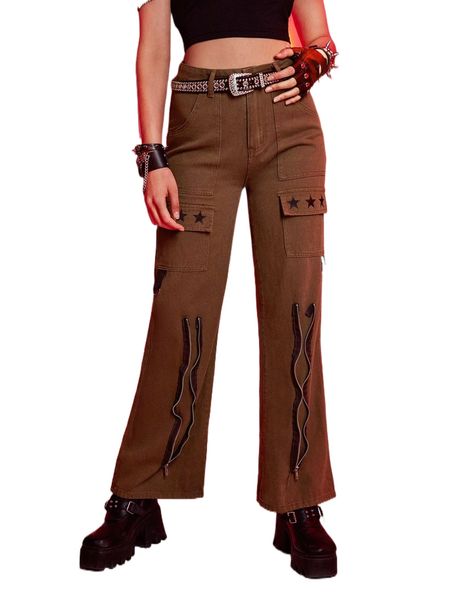 romwe punk rock star print zip detail cargo jeans y2dl#, Blue
romwe punk rock star print zip detail cargo jeans y2dl#, Blue