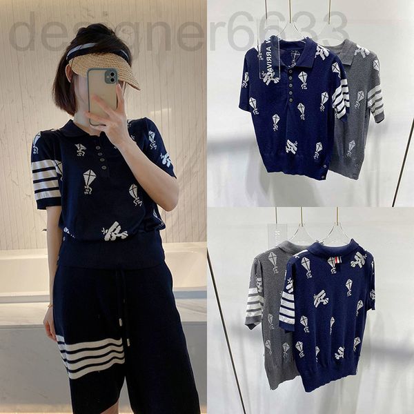 women's knits & tees designer spring and summer tb four stripe kite inlaid jacquard wool knitted lapel polo short sleeve y5sj, White
women's knits & tees designer spring and summer tb four stripe kite inlaid jacquard wool knitted lapel polo short sleeve y5sj, White