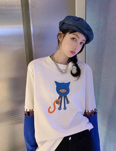 women's t-shirt designer 22 early spring new niche design little devil fake two contrast color stitched sleeve t-shirt casual fun khxq, White
women's t-shirt designer 22 early spring new niche design little devil fake two contrast color stitched sleeve t-shirt casual fun khxq, White