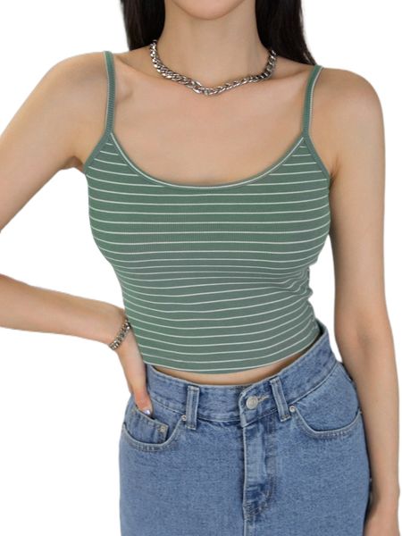 dazy striped crop cami l56b#, White