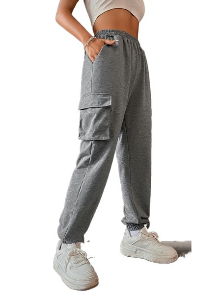 elastic waist flap pocket sweatpants p7le#, Black;white
elastic waist flap pocket sweatpants p7le#, Black;white