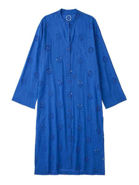 women summer cotton dresses ladies fashion blue embroidered cutout hem slit single breasted gown dress l220714, Black;gray
women summer cotton dresses ladies fashion blue embroidered cutout hem slit single breasted gown dress l220714, Black;gray