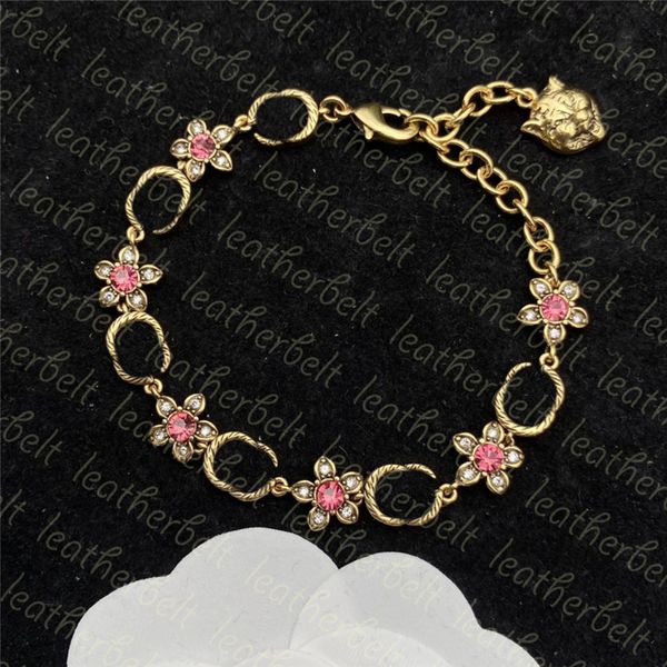 designer retro bracelets pink diamond flower bracelet double letter gold bracelet classic style women bangle, Golden;silver
designer retro bracelets pink diamond flower bracelet double letter gold bracelet classic style women bangle, Golden;silver