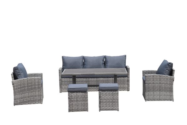 6 piece outdoor pe rattan sofa set terrace garden wicker dining room and coffee sofa grey
6 piece outdoor pe rattan sofa set terrace garden wicker dining room and coffee sofa grey