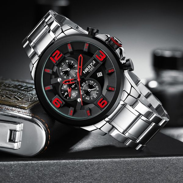 nibosi relogio masculino mens watches waterproof chronograph brand luxury quartz watch men casual leather sport watch, Silver
nibosi relogio masculino mens watches waterproof chronograph brand luxury quartz watch men casual leather sport watch, Silver