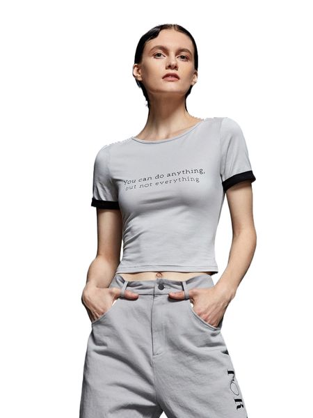 x fashion ghizou slogan graphic binding tee f69y#, White 
x fashion ghizou slogan graphic binding tee f69y#, White