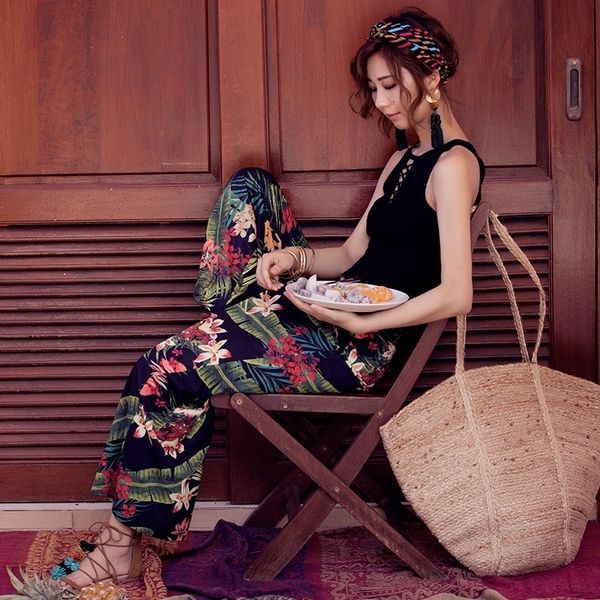 summer holiday bohemian waist belt tropical print wide leg slim allmatch slacks cotton female pants with pockets y200114, Black;white
summer holiday bohemian waist belt tropical print wide leg slim allmatch slacks cotton female pants with pockets y200114, Black;white