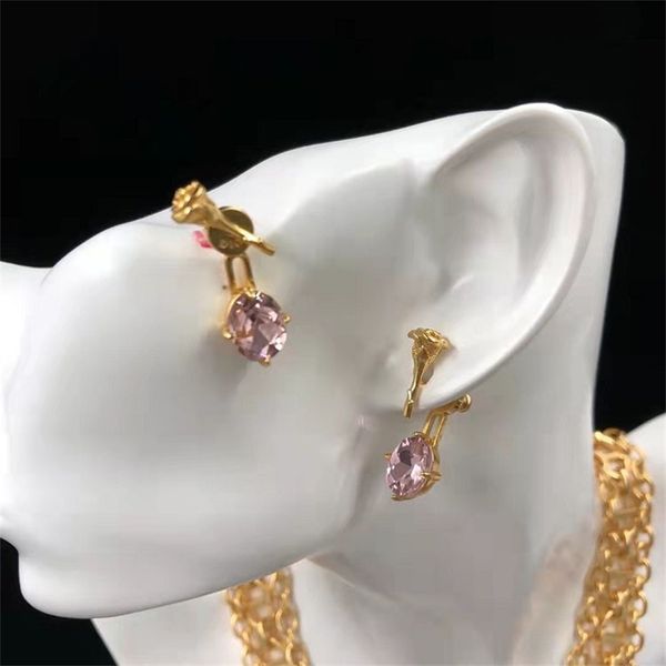 design jewel ornament charm earring rose egg shaped pink stone ear nails brass plated 24k gold 925 silver needle earrings, Golden
design jewel ornament charm earring rose egg shaped pink stone ear nails brass plated 24k gold 925 silver needle earrings, Golden