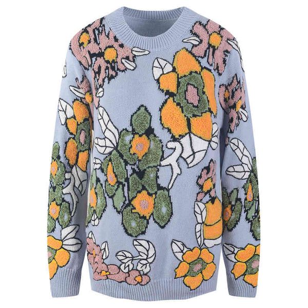 women's knits tees autumn and winter round neck flower contrast sweater loose long sleeve three-dimensional decoration women's tem, White
women's knits tees autumn and winter round neck flower contrast sweater loose long sleeve three-dimensional decoration women's tem, White