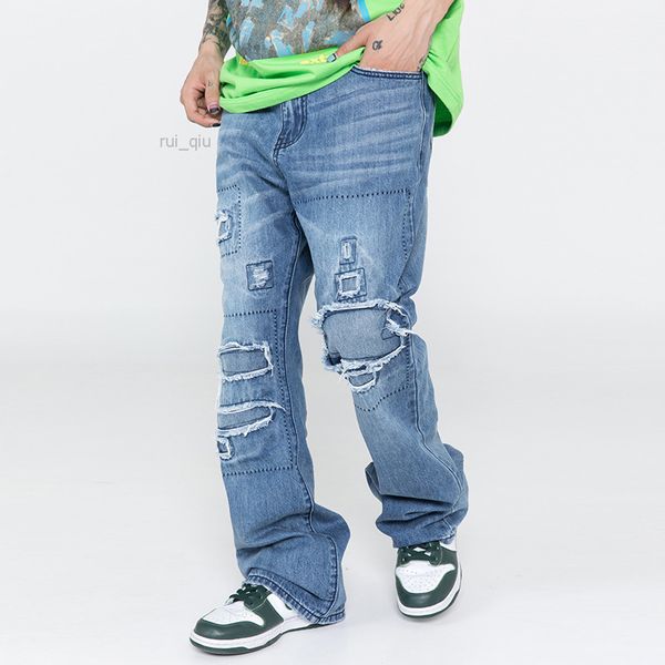 hole washed retro distressed streetwear denim trousers men and women straight high street oversized ripped casual jeans pants, Blue
hole washed retro distressed streetwear denim trousers men and women straight high street oversized ripped casual jeans pants, Blue