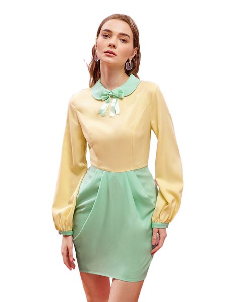 x tania corgon two tone bow front dress a6pl#, Black;gray
x tania corgon two tone bow front dress a6pl#, Black;gray