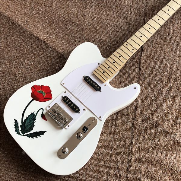 new arrival custom white electric guitar , hand-painted flower , maple neck, chrome hardware , guitarra
new arrival custom white electric guitar , hand-painted flower , maple neck, chrome hardware , guitarra