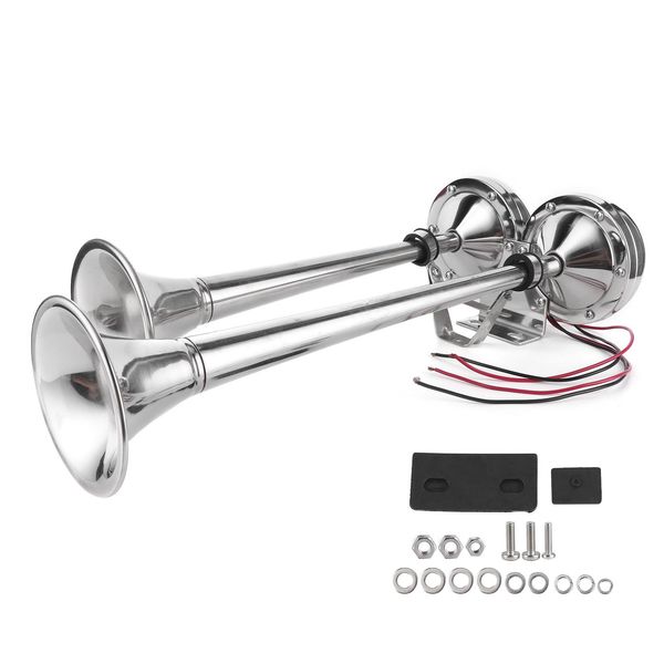 125db dual trumpet 12v small size stainless steel electric horn marine grade 380hz boat
125db dual trumpet 12v small size stainless steel electric horn marine grade 380hz boat