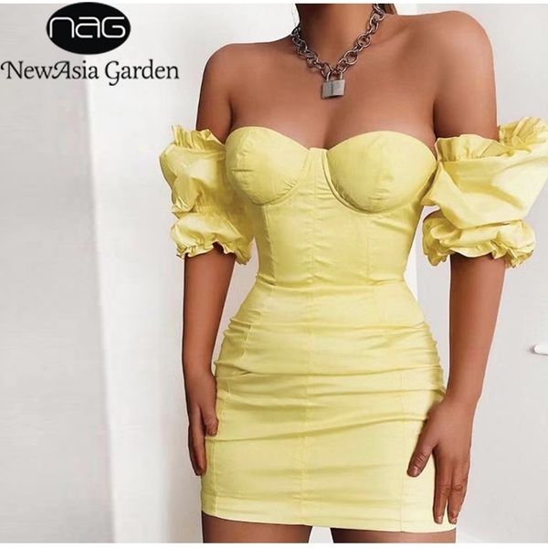 asia puff sleeves bodycon dres summer vintage push up party dress yellow corset padded pencil dress mini y200418, Black;pink 
asia puff sleeves bodycon dres summer vintage push up party dress yellow corset padded pencil dress mini y200418, Black;pink