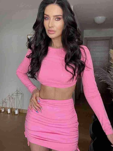 2022 new spring/summer women clothing 2-piece set ladies backless long sleeve cropped pleated pink mini skirt l220714, White
2022 new spring/summer women clothing 2-piece set ladies backless long sleeve cropped pleated pink mini skirt l220714, White
