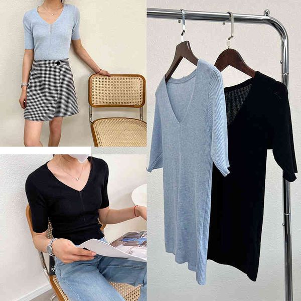 women's t-shirt p105265htg 2022 spring and summer v-neck short sleeve wool 59 knitted medium bottomed t-shirt, White
women's t-shirt p105265htg 2022 spring and summer v-neck short sleeve wool 59 knitted medium bottomed t-shirt, White