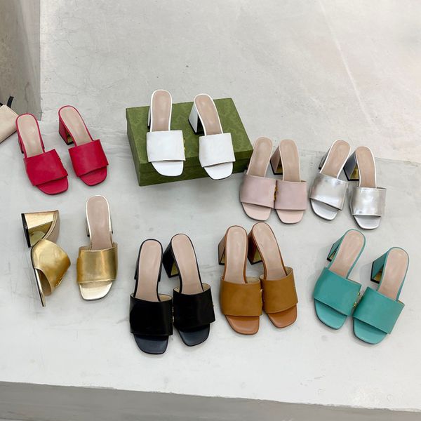 popular fashion slippers sandals designer women classic simple vamp with gold logo to show the brand personality casual all match thick heel, Black
popular fashion slippers sandals designer women classic simple vamp with gold logo to show the brand personality casual all match thick heel, Black