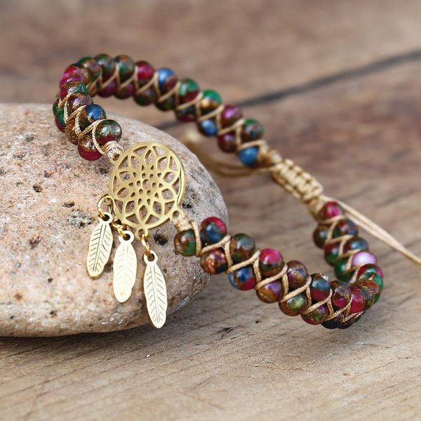 4mm cloisonne dream catcher strands charm bracelets braided wrap bracelet men, Black
4mm cloisonne dream catcher strands charm bracelets braided wrap bracelet men, Black