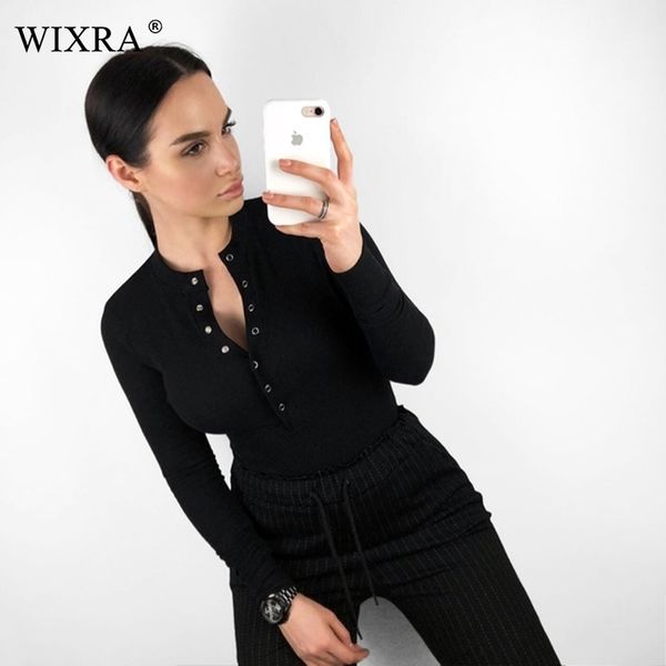 wixra long sleeve bodysuits button solid playsuits all base match bodycon female winter spring clothing y200401, Black;white 
wixra long sleeve bodysuits button solid playsuits all base match bodycon female winter spring clothing y200401, Black;white