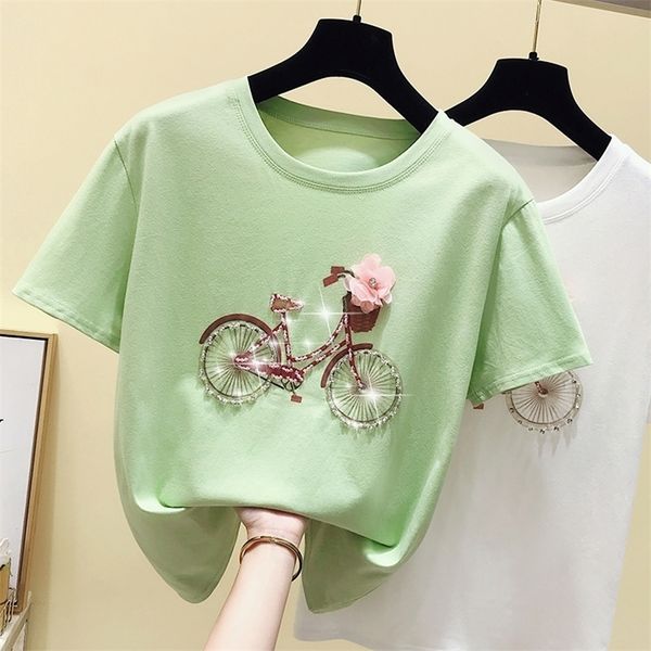 beading t shirt women clothes new fashion summer short sleeve tshirt woman tshirt korean style tee shirt femme green t200614, White
beading t shirt women clothes new fashion summer short sleeve tshirt woman tshirt korean style tee shirt femme green t200614, White
