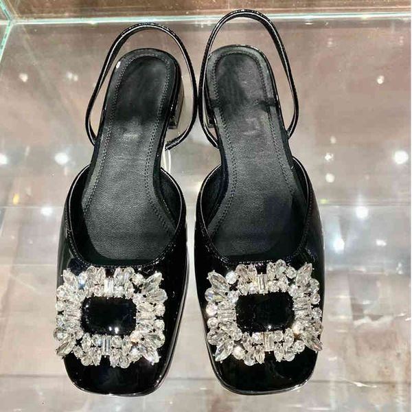 sandals square buckle sandals women's spring style head thick heel flat sole single shoes low mary jane s83x, Black 
sandals square buckle sandals women's spring style head thick heel flat sole single shoes low mary jane s83x, Black