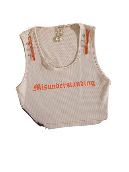 letter graphic crop tank k6gk#, White
