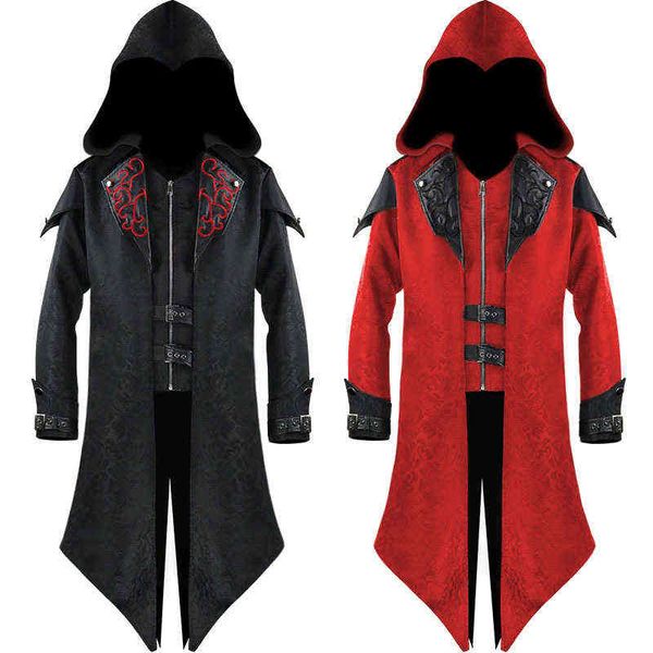 mens trench coat hooded medieval gothic renaissance retro punk long sleeve s-3xl l220714, Black;red
mens trench coat hooded medieval gothic renaissance retro punk long sleeve s-3xl l220714, Black;red