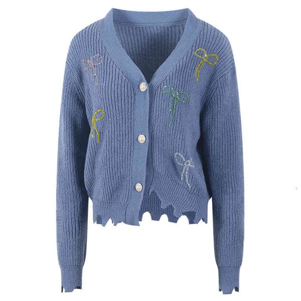 women's knits tees v-neck long sleeve contrast bowknot nail bead loose blue knitted cardigan autumn and winter asymmetric raw edge zpxe, White
women's knits tees v-neck long sleeve contrast bowknot nail bead loose blue knitted cardigan autumn and winter asymmetric raw edge zpxe, White