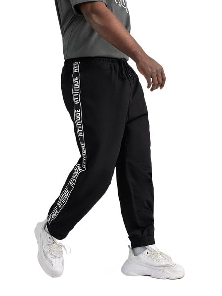extended sizes men letter graphic pants x9xr#, Black