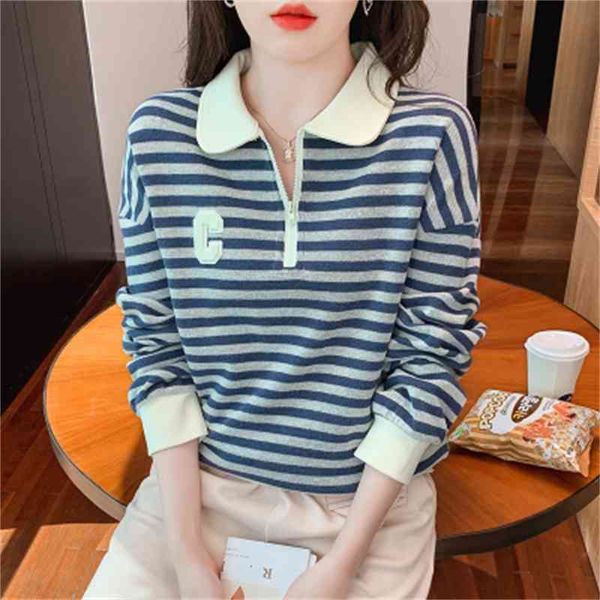 women's hoodies sweatshirts polo collar sweater women's early autumn long sleeve loose short striped fzz9, Black
women's hoodies sweatshirts polo collar sweater women's early autumn long sleeve loose short striped fzz9, Black