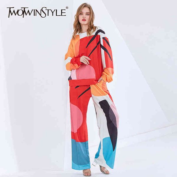 casual two piece set for women o neck long sleeve high waist wide leg pants print loose sets female 210423, White
casual two piece set for women o neck long sleeve high waist wide leg pants print loose sets female 210423, White