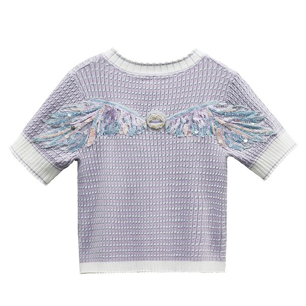518 2022 summer kint short sleeve crew neck brand same style sweater pullover pink purple luxury womens clothes binfen, White;black
518 2022 summer kint short sleeve crew neck brand same style sweater pullover pink purple luxury womens clothes binfen, White;black