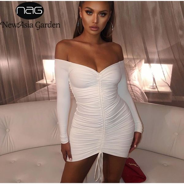 asia 2 layers autumn dres off shoulder drawstring ruched bodycon dress woman party night club dress winter y200102, White;black
asia 2 layers autumn dres off shoulder drawstring ruched bodycon dress woman party night club dress winter y200102, White;black