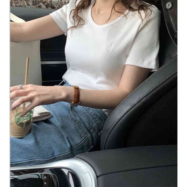 women's t-shirt lerobe simple and versatile round neck short sleeve summer embroidery letters elastic casual front shoulder t-shirt wom, White
women's t-shirt lerobe simple and versatile round neck short sleeve summer embroidery letters elastic casual front shoulder t-shirt wom, White
