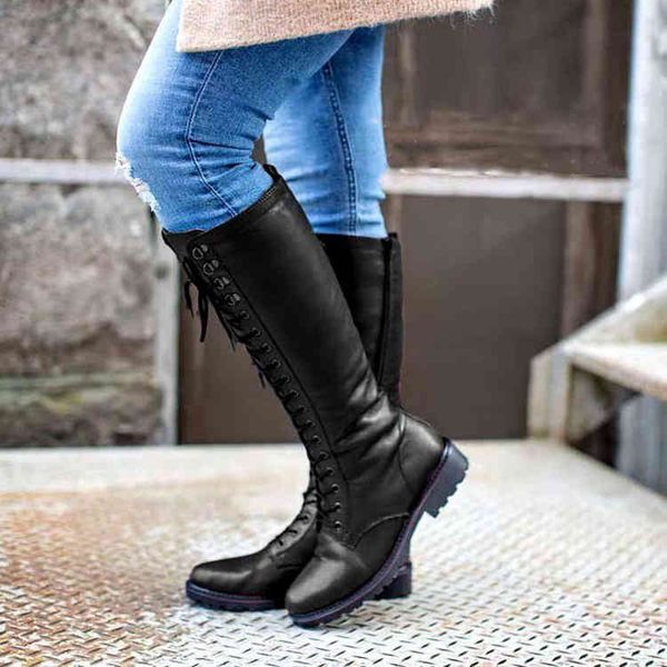 flat bottom lace up round head martin boots women's autumn and winter new large low heel side zipper mid tube knight, Black
flat bottom lace up round head martin boots women's autumn and winter new large low heel side zipper mid tube knight, Black