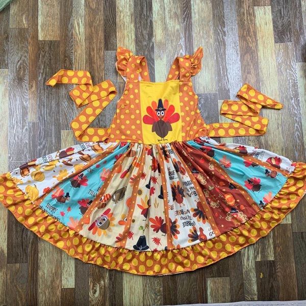 2022 new toddler baby girls color thanksgiving day turkey prints milk slik twirl dress boutique clothes knee length sleeveless, Red;yellow
2022 new toddler baby girls color thanksgiving day turkey prints milk slik twirl dress boutique clothes knee length sleeveless, Red;yellow
