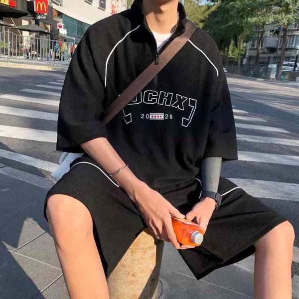 ins net red fried street men's sports suit waffle lazy style niche loose short sleeve t-shirt shorts two piece set, White;black
ins net red fried street men's sports suit waffle lazy style niche loose short sleeve t-shirt shorts two piece set, White;black