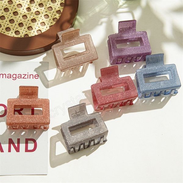 women hair accessories hair claw geometric hairpin square gripper hair clip transparent headwear, Slivery;white
