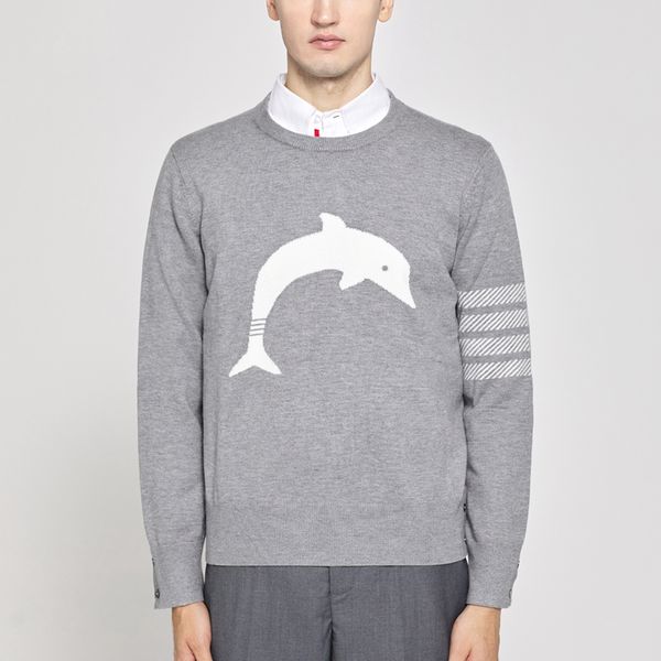 tb men's sweaters 2022 korean design pullovers classic kawaii dolphins o-neck 4 bar stripes sweater casual harajuku fashion swearters, White;black
tb men's sweaters 2022 korean design pullovers classic kawaii dolphins o-neck 4 bar stripes sweater casual harajuku fashion swearters, White;black
