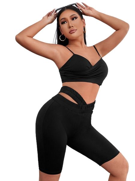 sxy solid crop cami with criss cross elastic waist biker shorts z0r5#, White
sxy solid crop cami with criss cross elastic waist biker shorts z0r5#, White