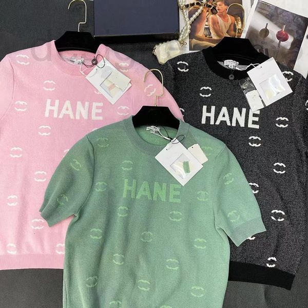 women's knits & tees designer 2022 summer new knitted contrast letter jacquard women's short sleeve round neck simple fashion swee, White
women's knits & tees designer 2022 summer new knitted contrast letter jacquard women's short sleeve round neck simple fashion swee, White