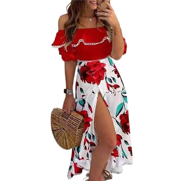 women's a line dress maxi long dress white orange red short sleeve floral split print spring summer off shoulder elegant vacation 2022, Black;gray
women's a line dress maxi long dress white orange red short sleeve floral split print spring summer off shoulder elegant vacation 2022, Black;gray