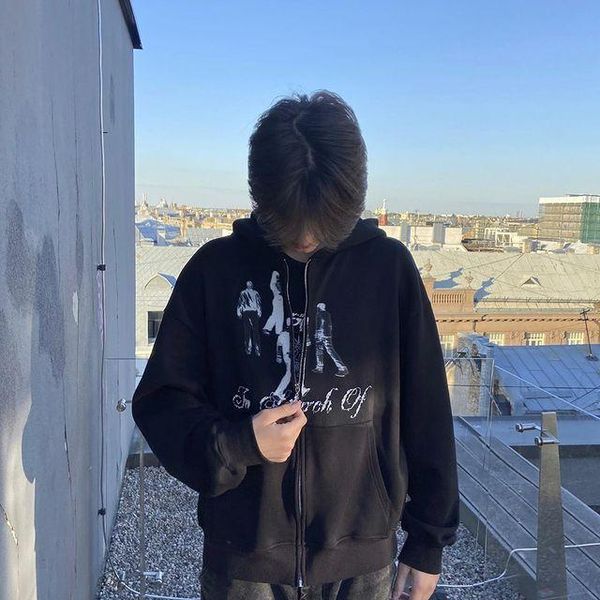 men's hoodies & sweatshirts american street zipper hoodie men's y2k print harajuku high loose jacket trendy fashion oversized swea, Black
men's hoodies & sweatshirts american street zipper hoodie men's y2k print harajuku high loose jacket trendy fashion oversized swea, Black