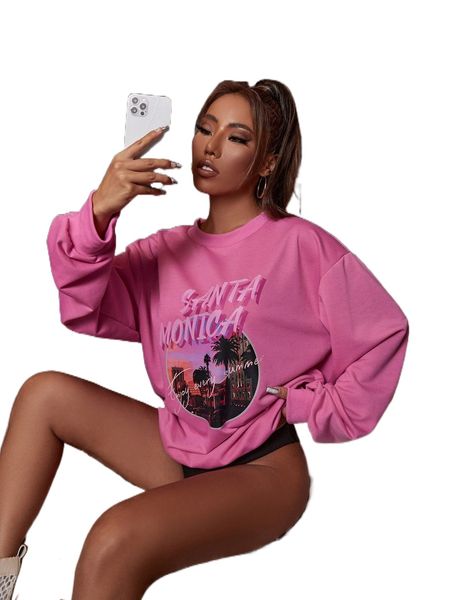 scenery & slogan graphic drop shoulder pullover m6vj#, Black
scenery & slogan graphic drop shoulder pullover m6vj#, Black