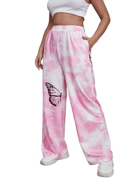 tie dye & butterfly print sweatpants e0nn#, Black;white
tie dye & butterfly print sweatpants e0nn#, Black;white
