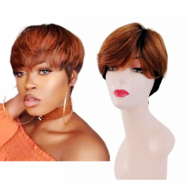 short wigs pixie cut for black women real human hair with bangs wig 1b/30# ombre none lace front, 6 inch, Black;brown
short wigs pixie cut for black women real human hair with bangs wig 1b/30# ombre none lace front, 6 inch, Black;brown