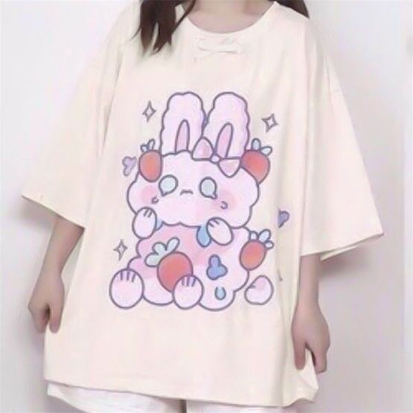 qweek kawaii tshirt women fashion cute print women oversized t shirt casual loose cotton pink graphic t shirts 210317, White 
qweek kawaii tshirt women fashion cute print women oversized t shirt casual loose cotton pink graphic t shirts 210317, White