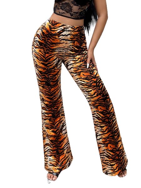 sxy tiger skin print satin flare leg pants w2u4#, Black;white
sxy tiger skin print satin flare leg pants w2u4#, Black;white